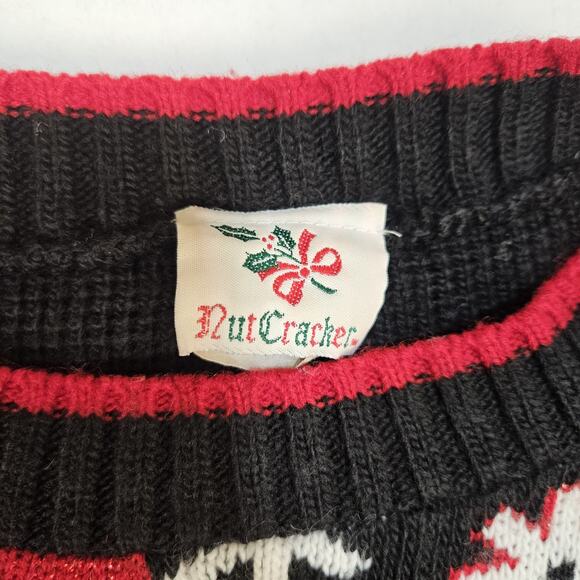 VTG Christmas Sweater Womens M Cat Kitten Kitty Holiday Made in USA Red Grandma - Picture 8 of 12